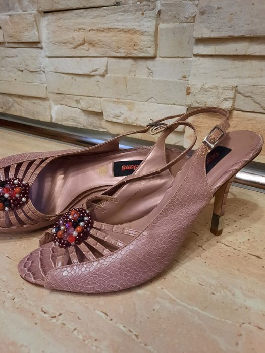 Sandale satin, strasuri, piele naturala,nr 39/40