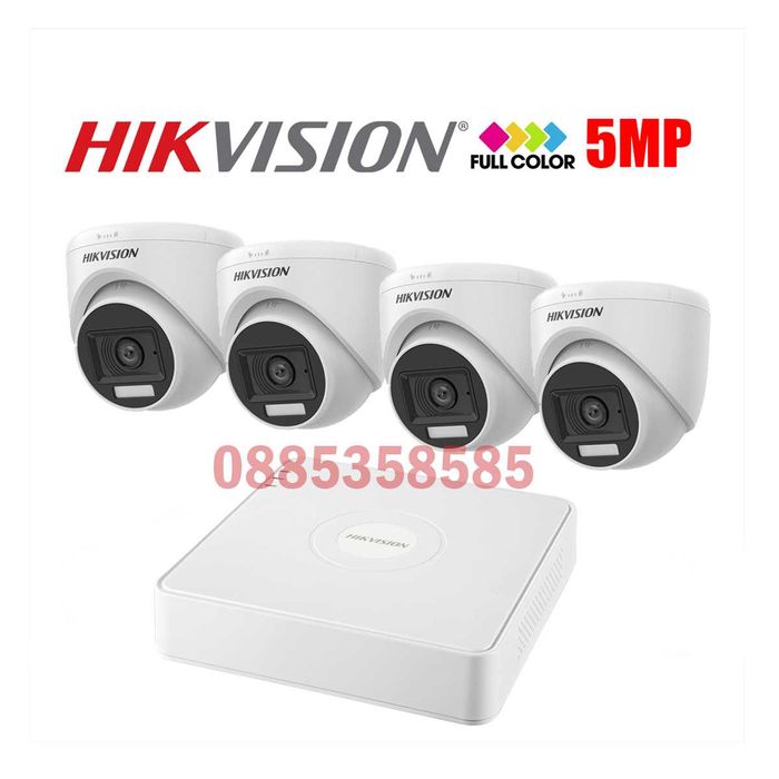 HIKVISION COLORVU Комплект за Видеонаблюдение 5MP с 4 Камери и DVR