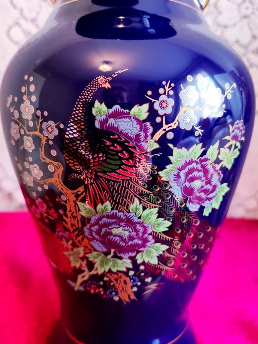 Винтажная китайская ваза для цветов кобальт,высота 25 см.