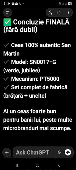 Ceas San Martin automatic mecanism  PT5000(seiko,orient,citizen)