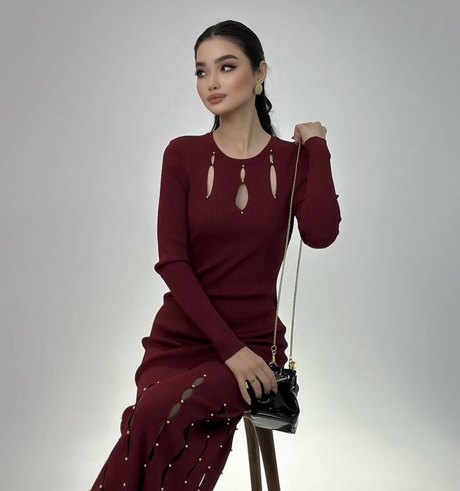 Бордовые платье , размер 46