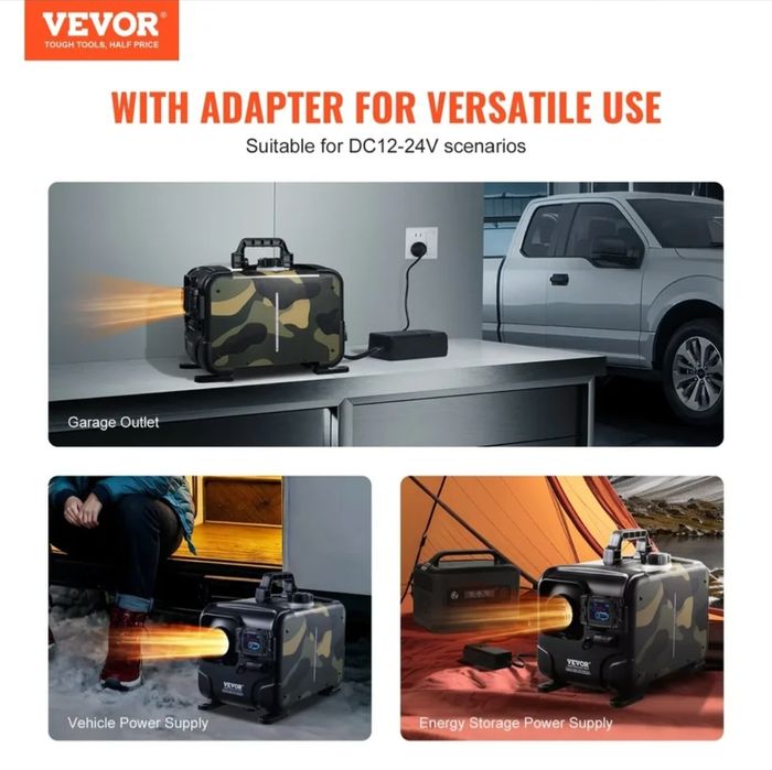 8KW суха дизелова печка Vivor Camolite – 12V/24V, с Bluetooth и CO аларма