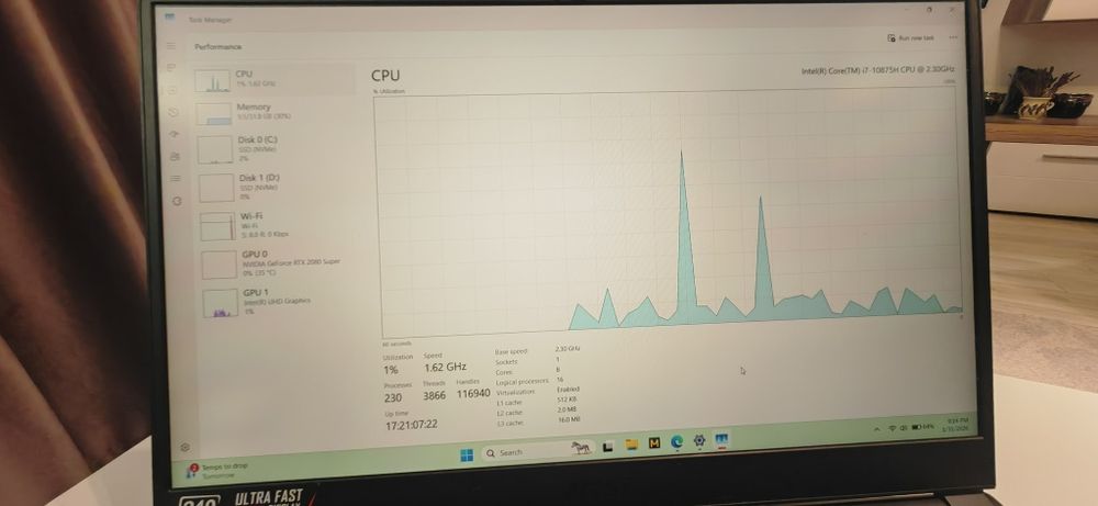 MSI GE 75 RAIDER, i7 10875H, RTX 2080 SUPER 8GB, 32 GB RAM, SSD 1.5 TB