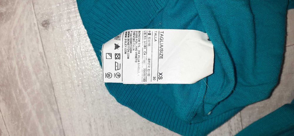 Pulovar turcoaz Benetton, mas XS
