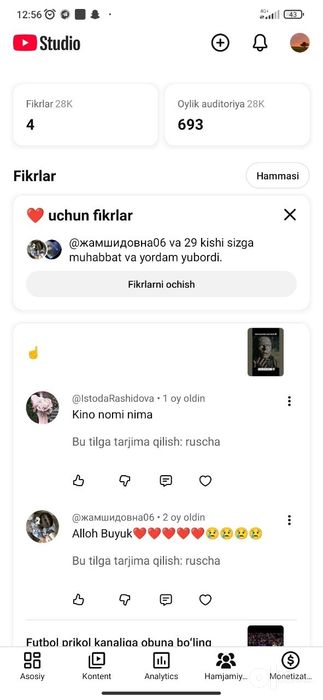 Youtube kanal sotiladi