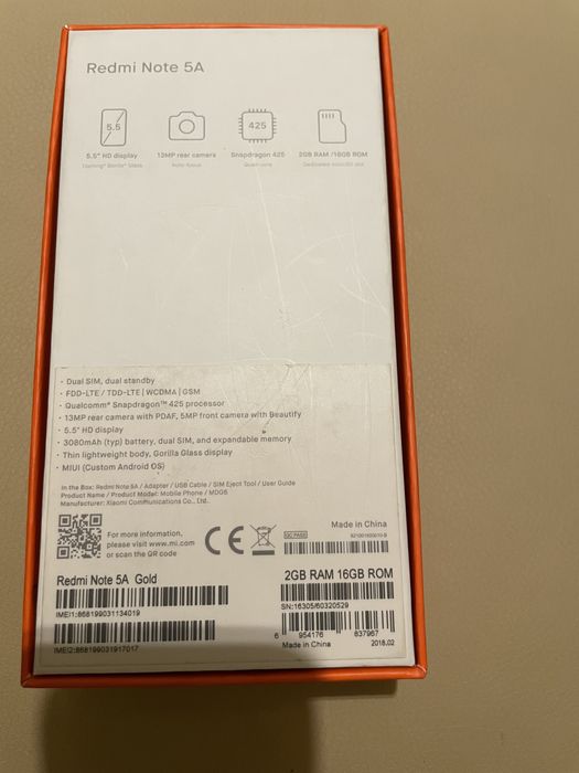 Redmi Note 5A Dual Sim