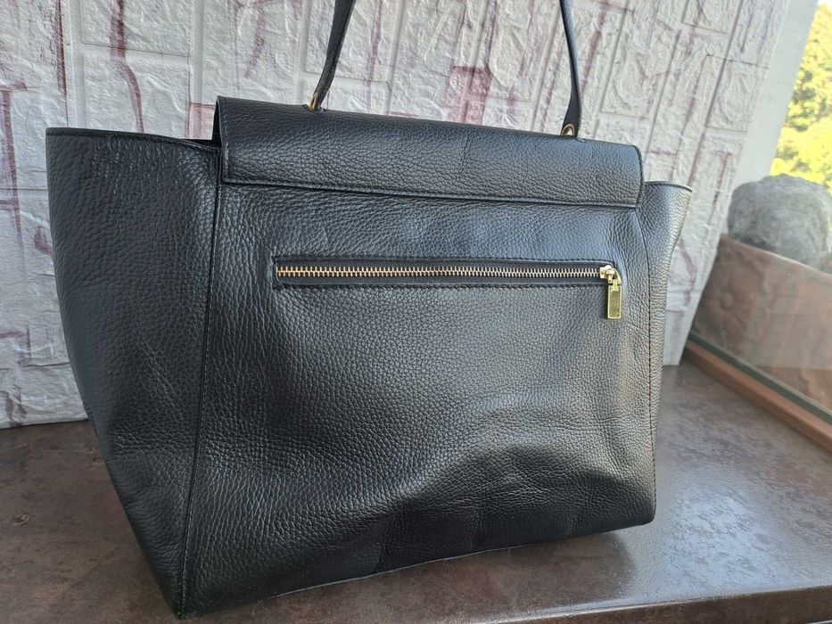 дамска чанта черна кожена -естествена кожа