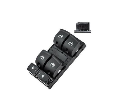 Comutator geam usa fata Audi A3 (8P), 05.2003-2012; A6 (C6), 05.2004-2011; Q7 (4L), 2005-07.2015, partea Stanga, cu 4 butoane