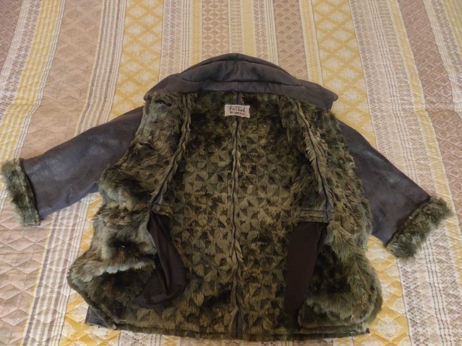 Късо палтенце с 3/4 ръкав-кожа