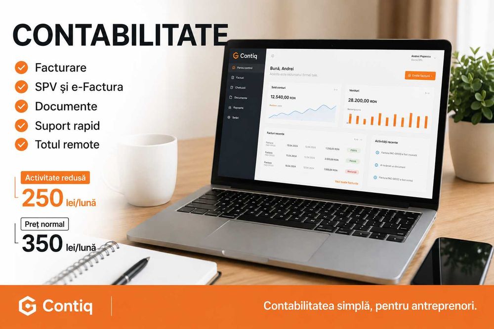 Contabilitate SRL + Aplicație Facturare | Totul online, rapid si simplu | 350lei