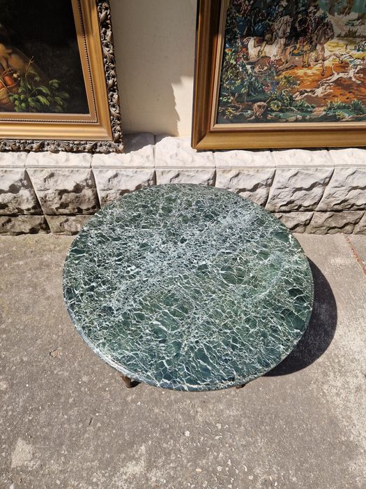 Антикварна немска масичка масив с мраморен плот