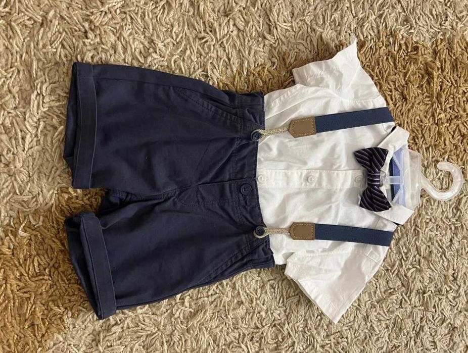 Set costum botez bebe, marime 68, de la 3-7 luni, ca nou, cu eticheta