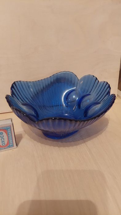 Конфетница синее стекло