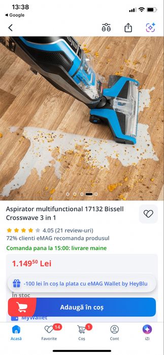 Aspirator multifunctional 17132 Bissell Crosswave 3 in 1