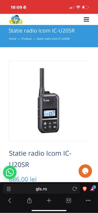 Statie radio Icom IC-U20SR Nefolosita Walkie Talkie si Casca