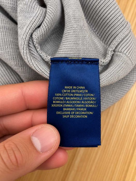 Pulover Polo Ralph Lauren bărbați din bumbac Pima, gri deschis, decolteu în V, Mărimea L
