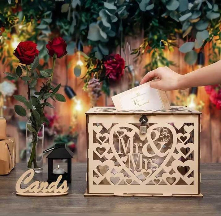 Елегантна булчинска сватбена слобяема кутия за пликове за сватба парти