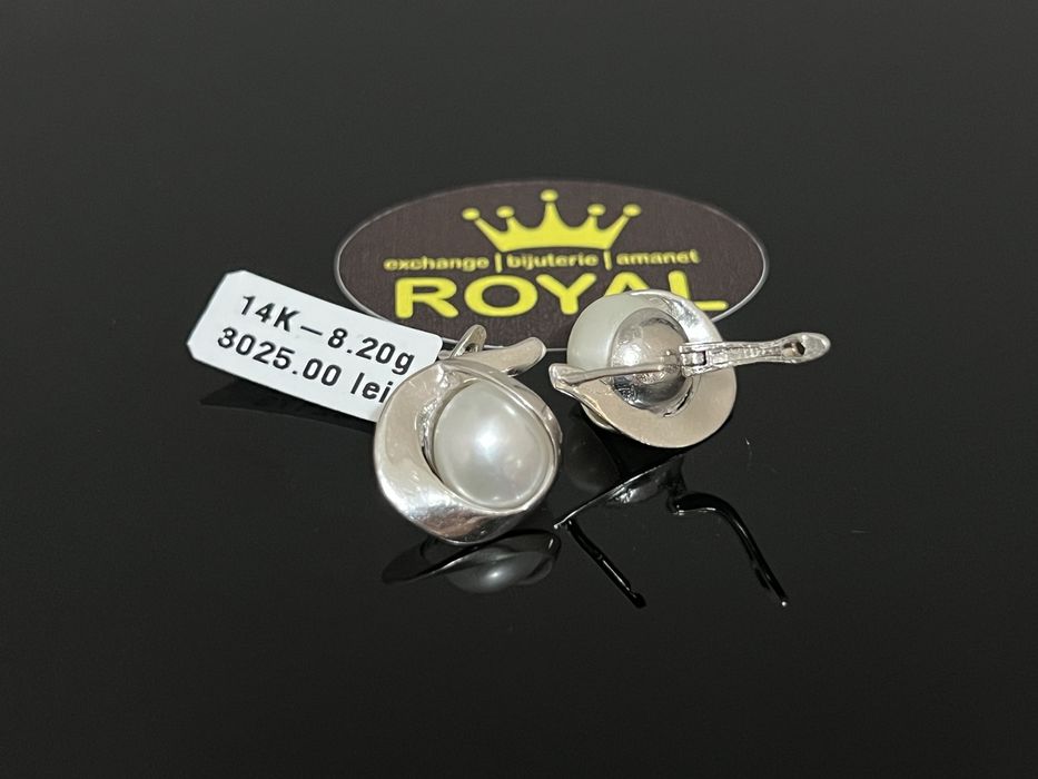 Bijuteria Royal CB : Cercei aur alb 14K 8,20 grame