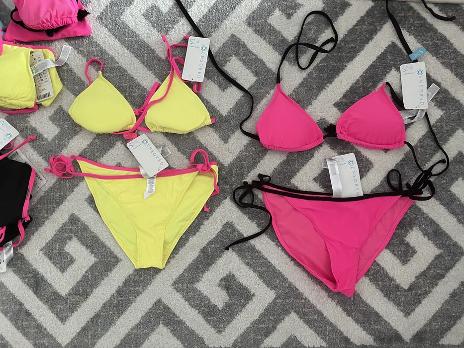 Costum baie XS,S,M,sutien triunghi cu bureti,negru,alb,roz,galben,bleo