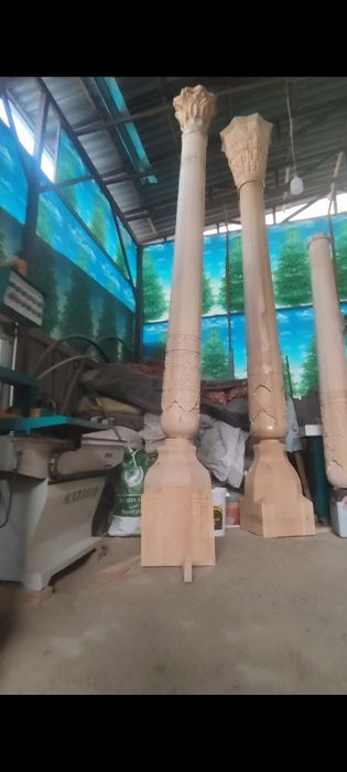 Milliy ustunlar tayyorlash hizmati yogʻoch ustunlar naqshli ustunlar