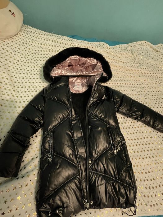 Ново детско яке с качулка и розова подплата