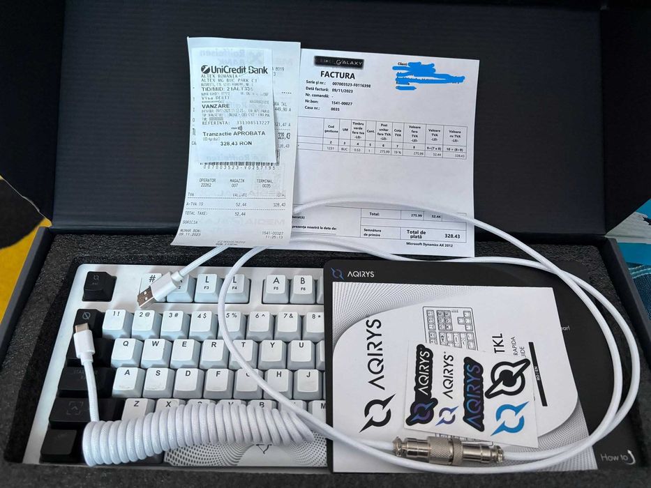 Tastatura Gaming AQIRYS Aludra TKL White Mecanica, stare foarte buna