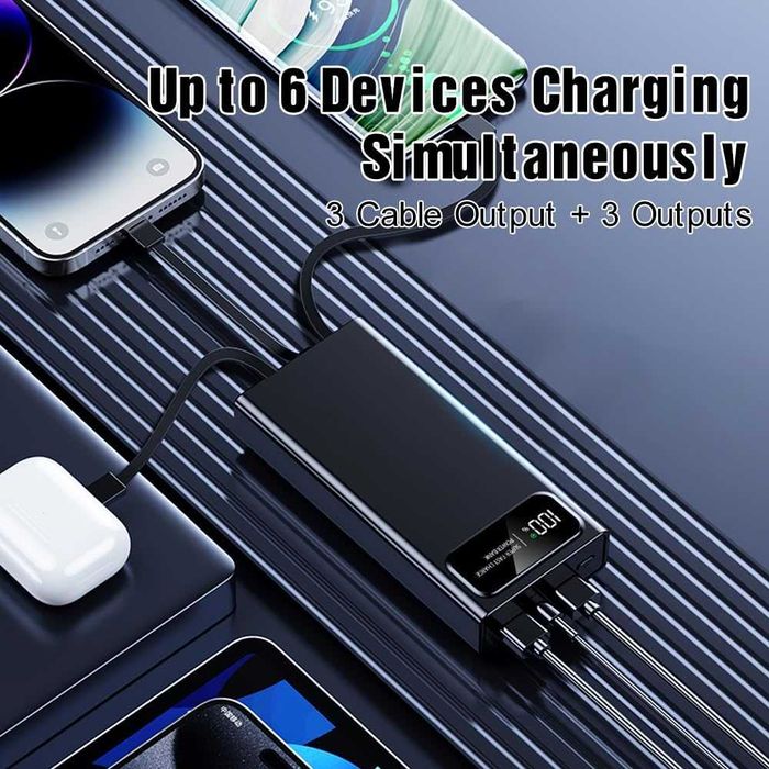 Power Bank 27 000 mAh – Бързо зареждане, Вградени кабели, LED дисплей