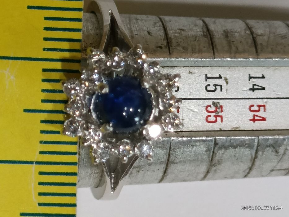 Vind inel din aur 18kt cu safir și diamante