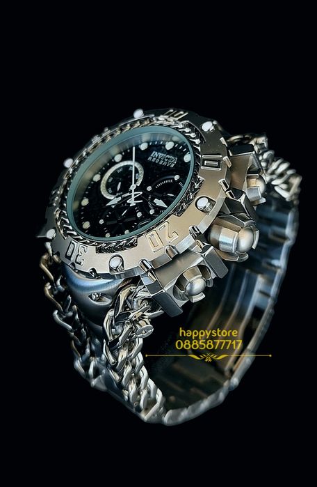 INVICTA Gladiator Silver black dial 60 mm, Инвикта нов ръчен часовник