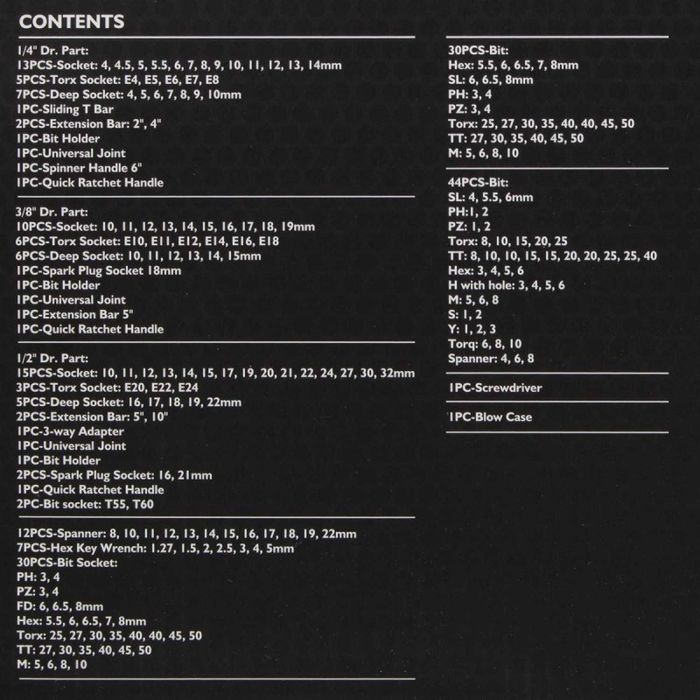 НЕМСКО Професионално Гедоре 216 части JCB 1/4“ 3/8“ 1/2“ + ЛЕД ФЕНЕР