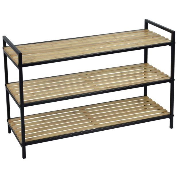 Етажерка за обувки от бамбук и метал