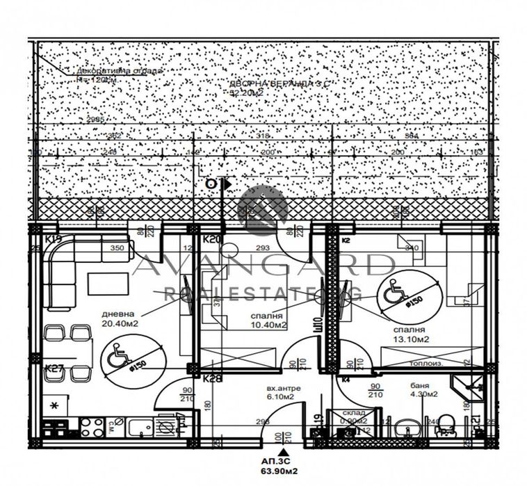 оф.19090 Тристаен Градински