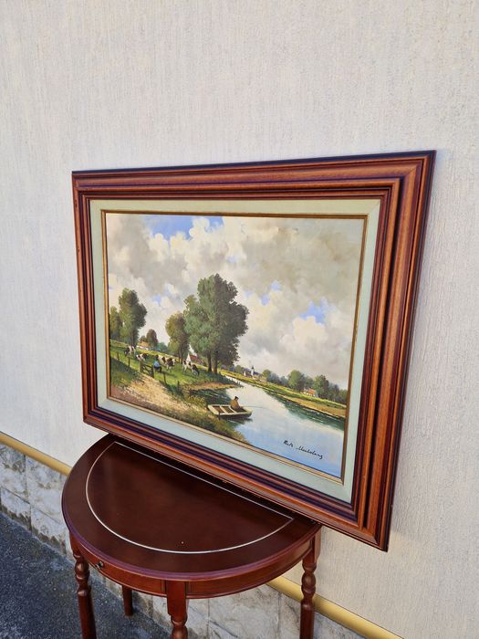 Уникална антикварна белгийска картина масло върху платно