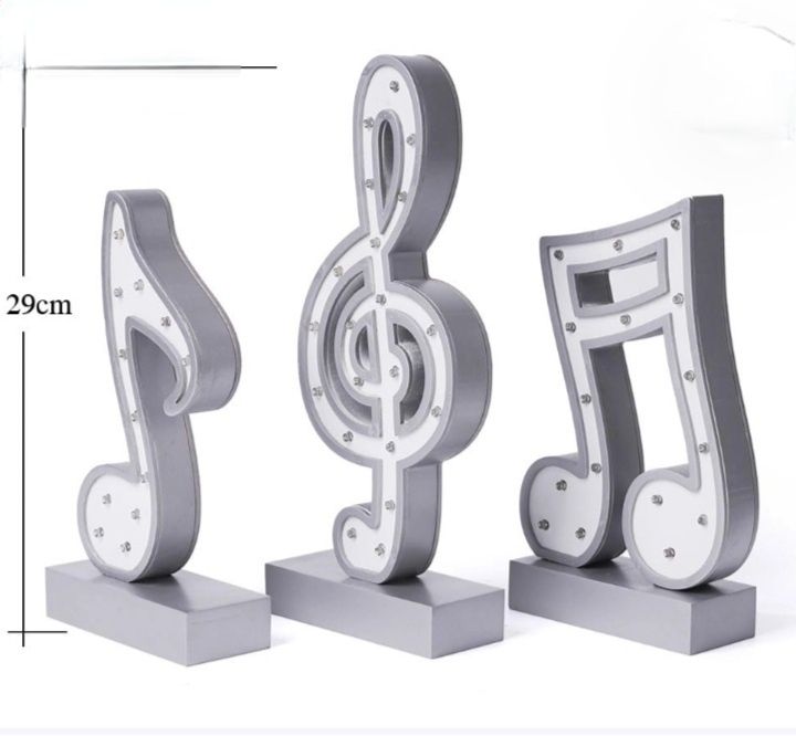 Ornamente lemn Note muzicale luminate led cu baterie