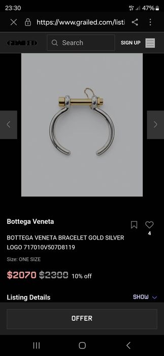 Bratara argint Bottega Veneta