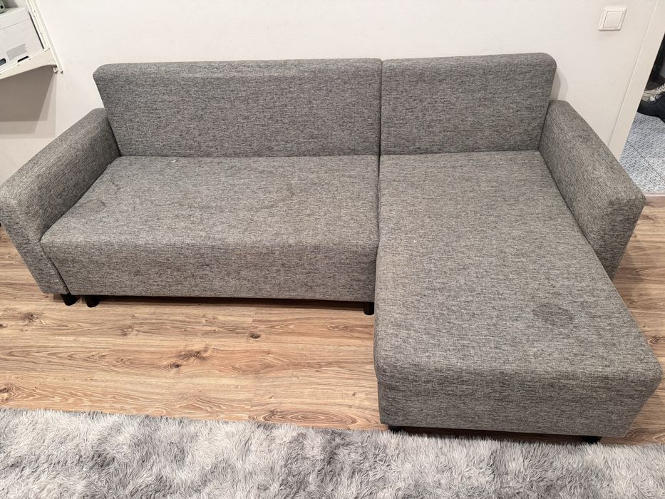 Удобный угловой диван для сна, серый