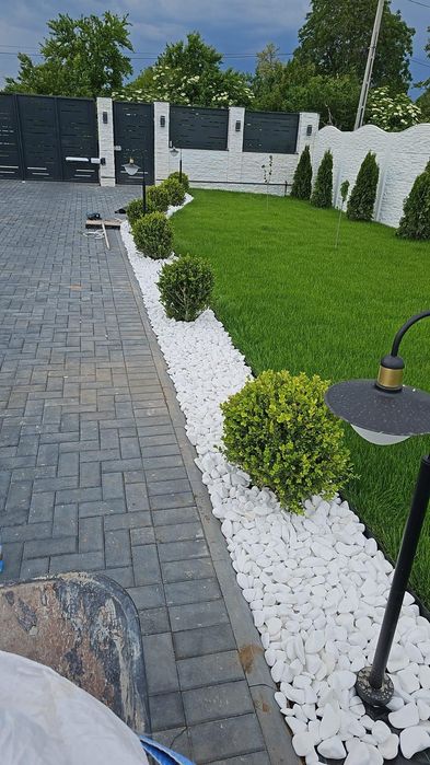 Piatra decorativa alba Thassos rotunda