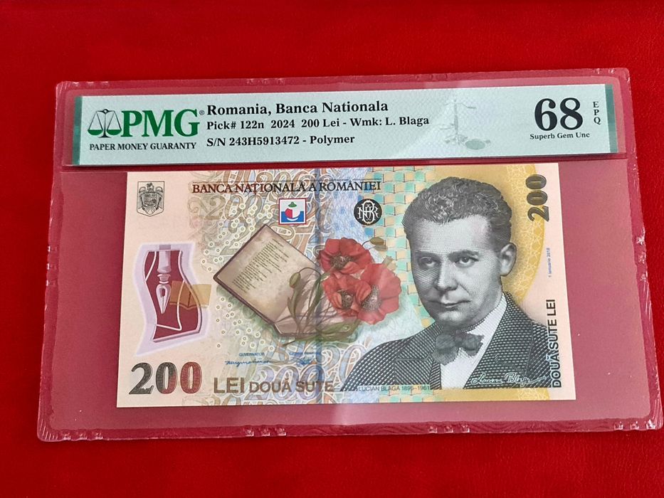Bancnotă gradată 200lei din 2024 PMG68EPQ