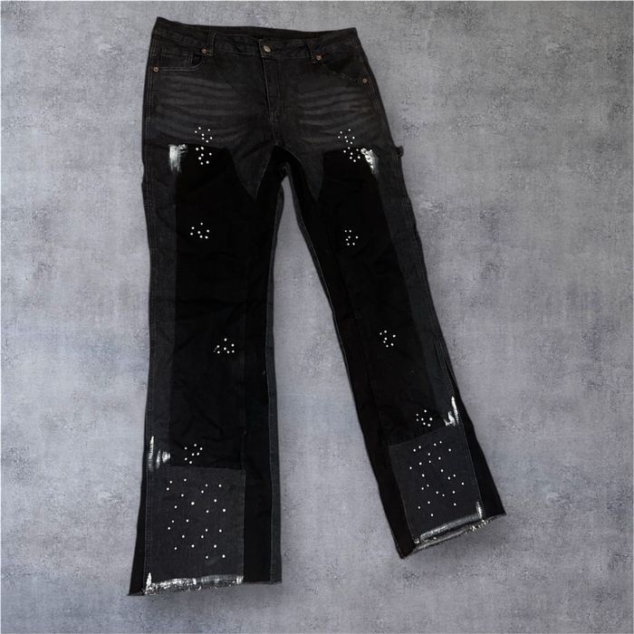 Zara Pantaloni Denim Negri Custom Street Style Oversize Blugi Bărbați