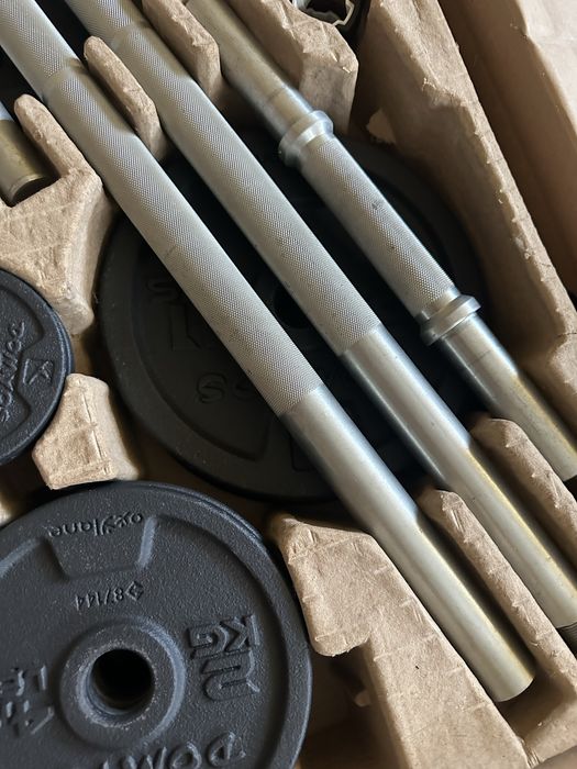 Set gantere și bară bodybuilding 50 kg