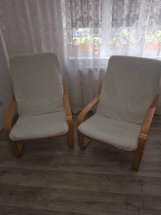 Set 2 fotolii cu 2 păturică albe
