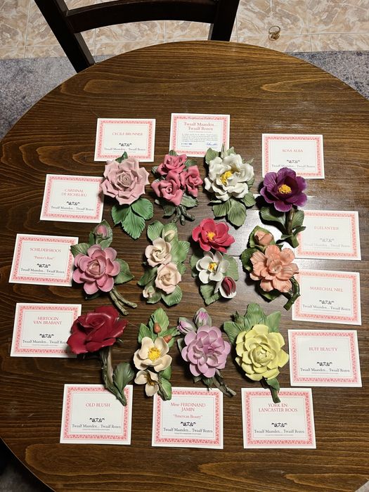 Колекция от 12 порцеланови рози,Capodimonte,Italy