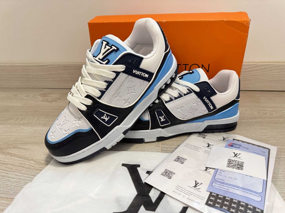 Adidasi Louis Vuitton Trainer Sneaker LV BlueWhite Produs Nou-Full Box