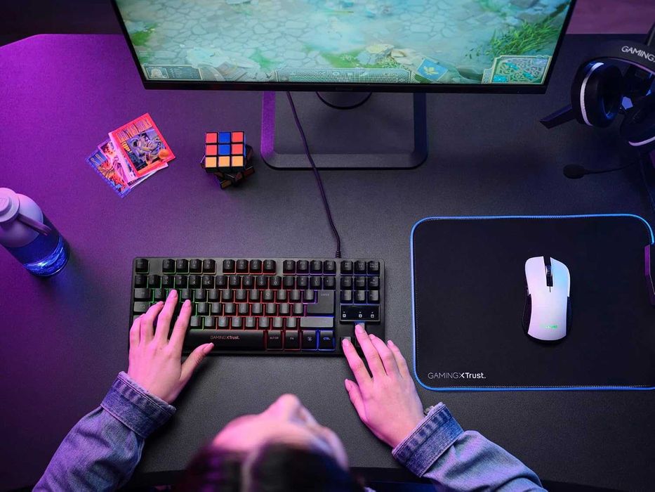 Mouse gaming wireless Trust GXT Ybar, RGB, 7200 DPI, alb