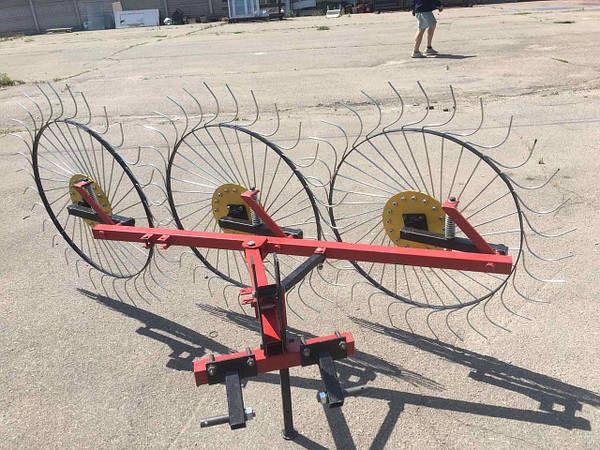 Greblă greblatoare mecanică tip soare, 3 rotoare, 120 cm