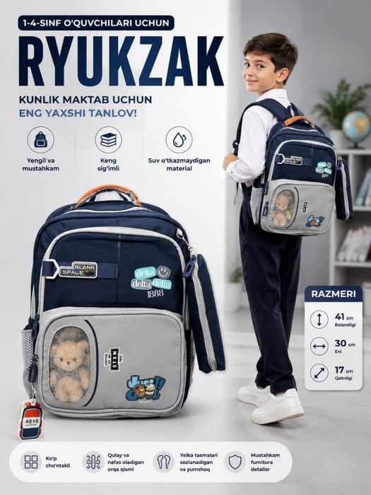 Maktab o'quvchilari uchun sumka, ryukzak