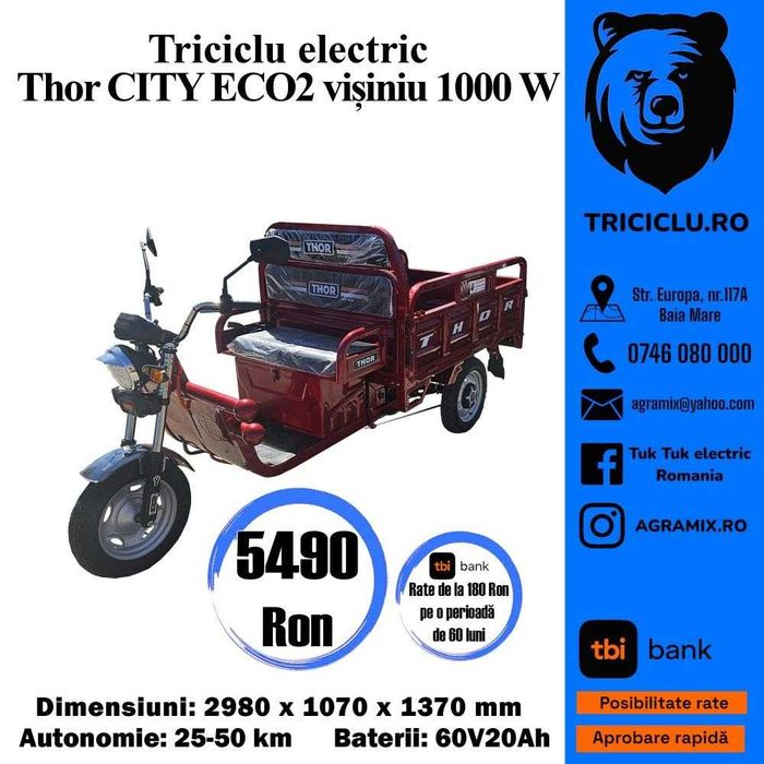 Triciclu electric Thor City Eco 2 new model fara permis