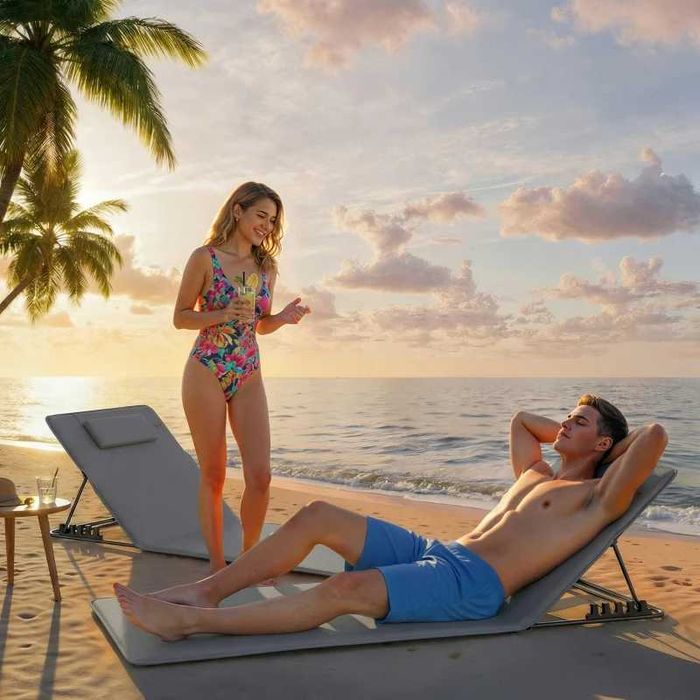 Комплект от 2 шезлонга Outsunny с регулируема облегалка