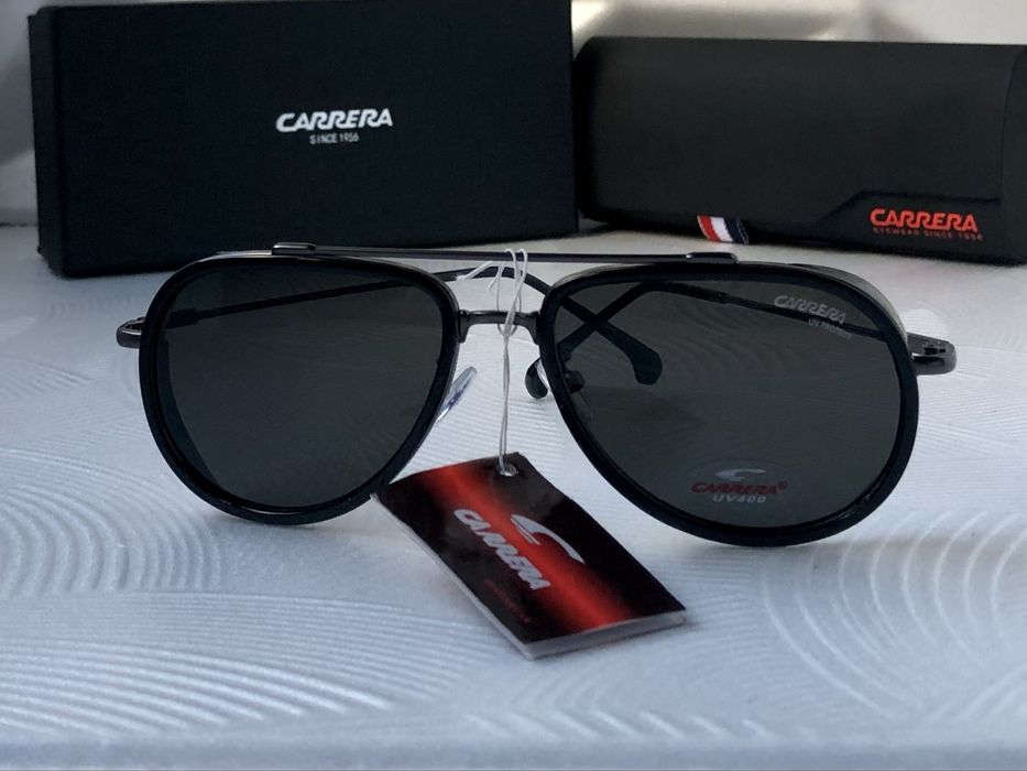 Мъжки слънчеви очила авиатор carrera 2 цвята черни мат лак