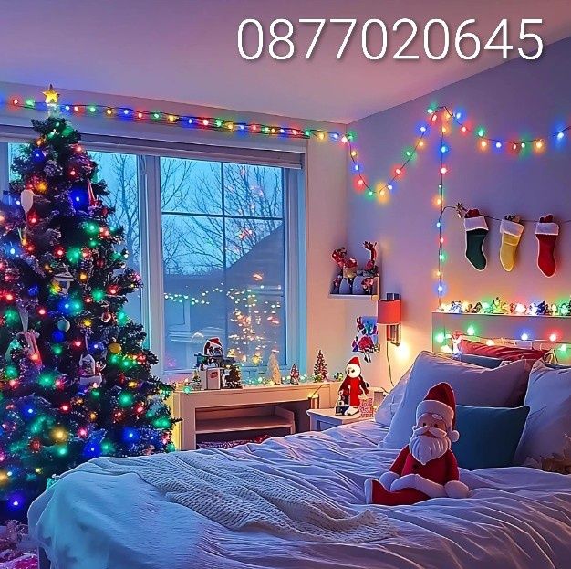 100 МЕТРА Коледни LED Лампи 8режима на светене Водоустойчиви Подходящи